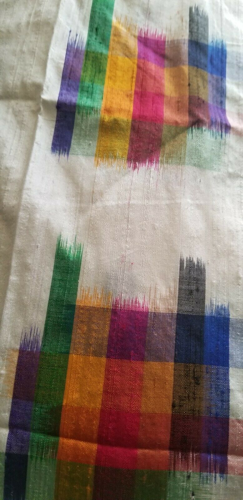 Kente Colors in Silk Lux Scarf/Head Wrap(white multi) 72"×21.5"