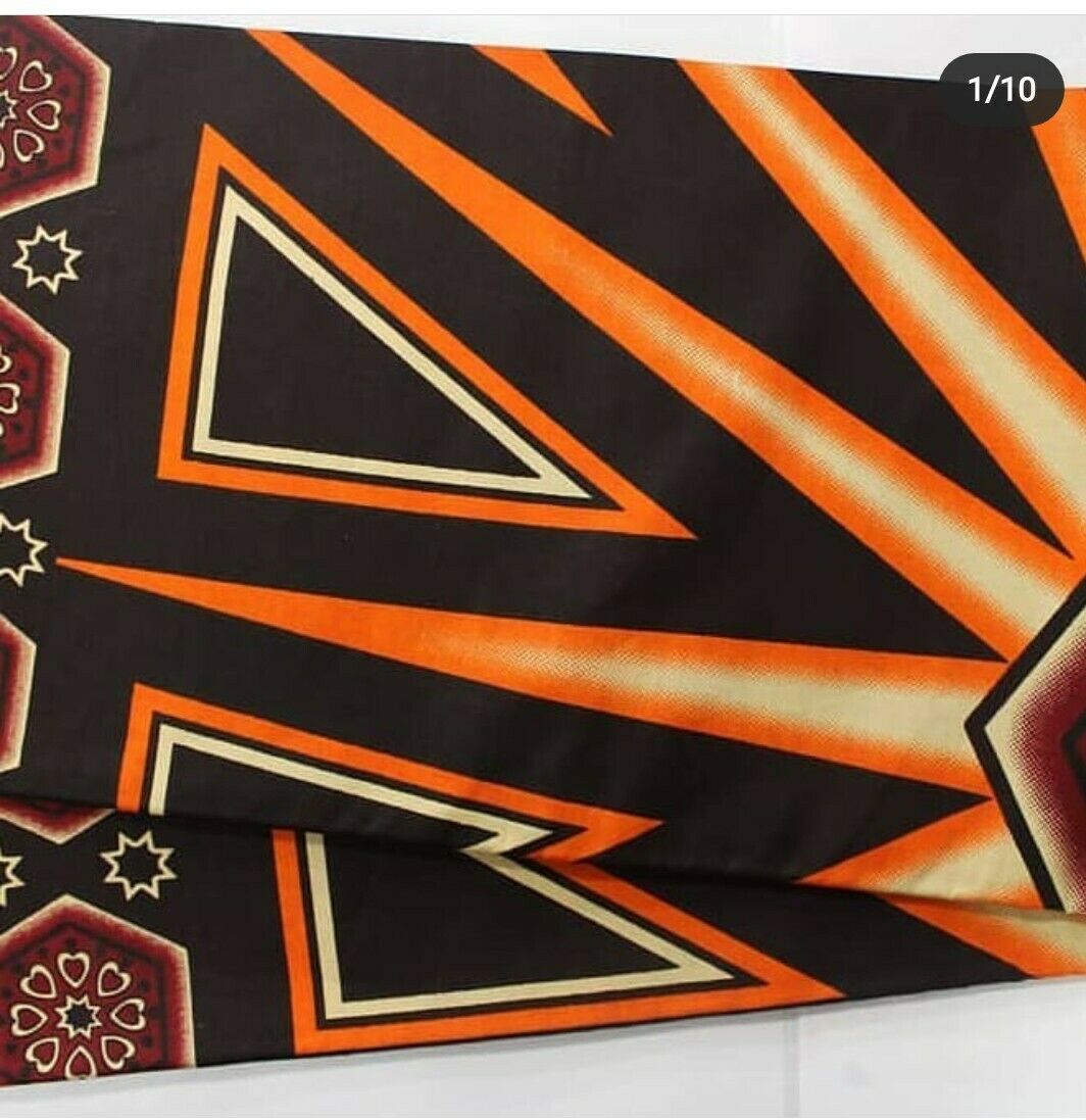 BROWN and Orange Multi African Print 100% Cotton 6yards bolt...SALE $25