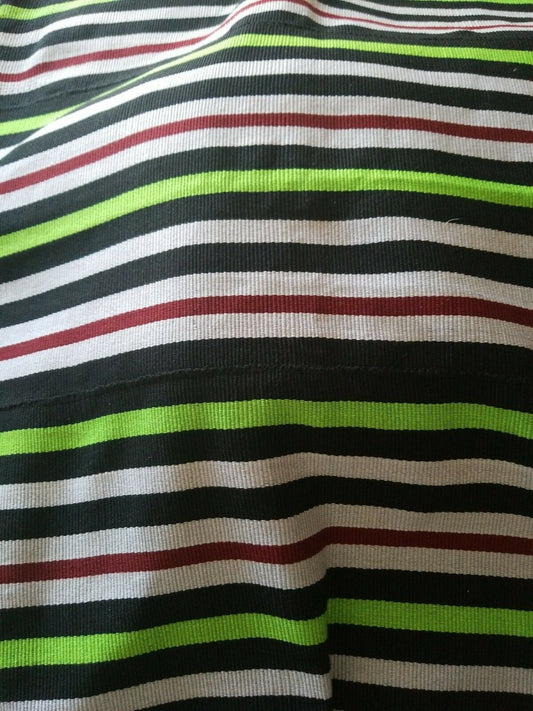 FasoDaFani Fabric From Boukina Faso~BLK,lime,wHT,,burgundy &white  stripe54"×74"