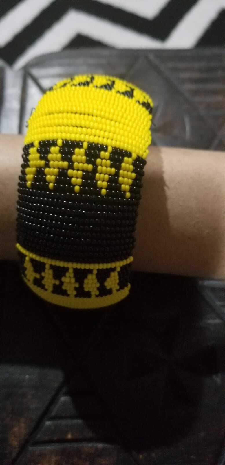 Yellow and Black beaded bangle style