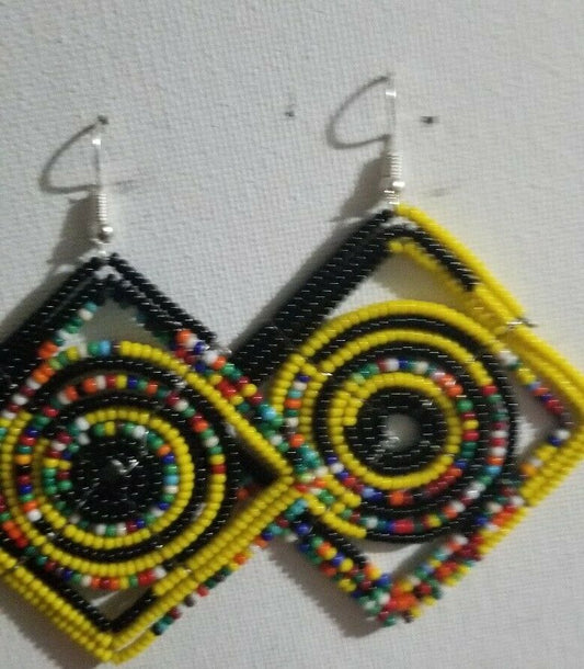 Maasai earrings, masai jewelry  all hand made   (Yellow,Red,Green Rasta)$10 each