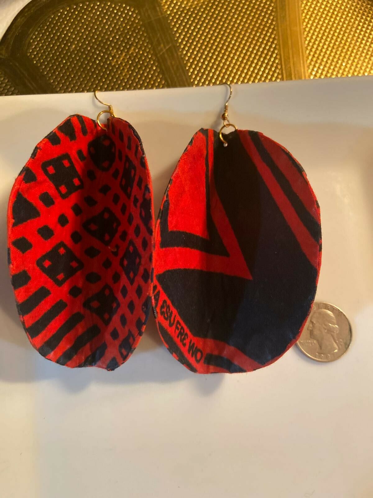 African Print Butterfly Earrings Red~ $12 Ships Free