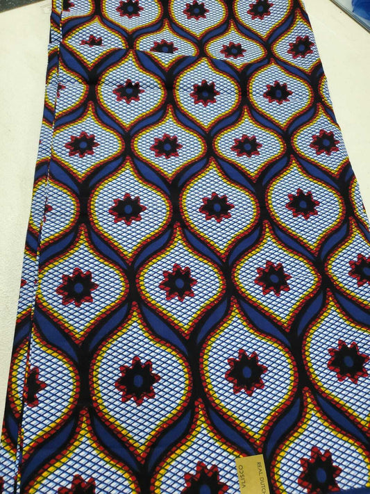 Blue Multi African Print fabric 100% cotton 6 yards