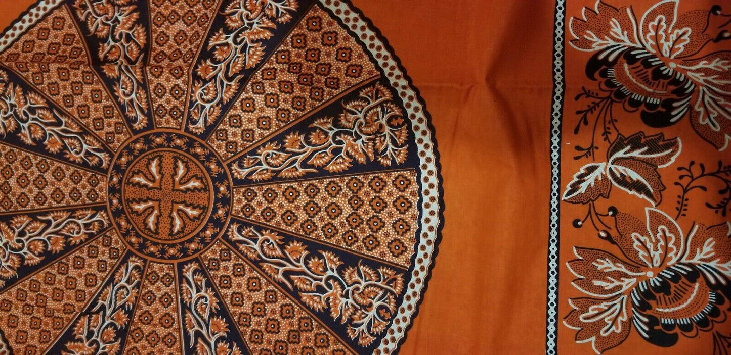 African Print With OrangeBackground And Bold Circular Motif Details 4yards