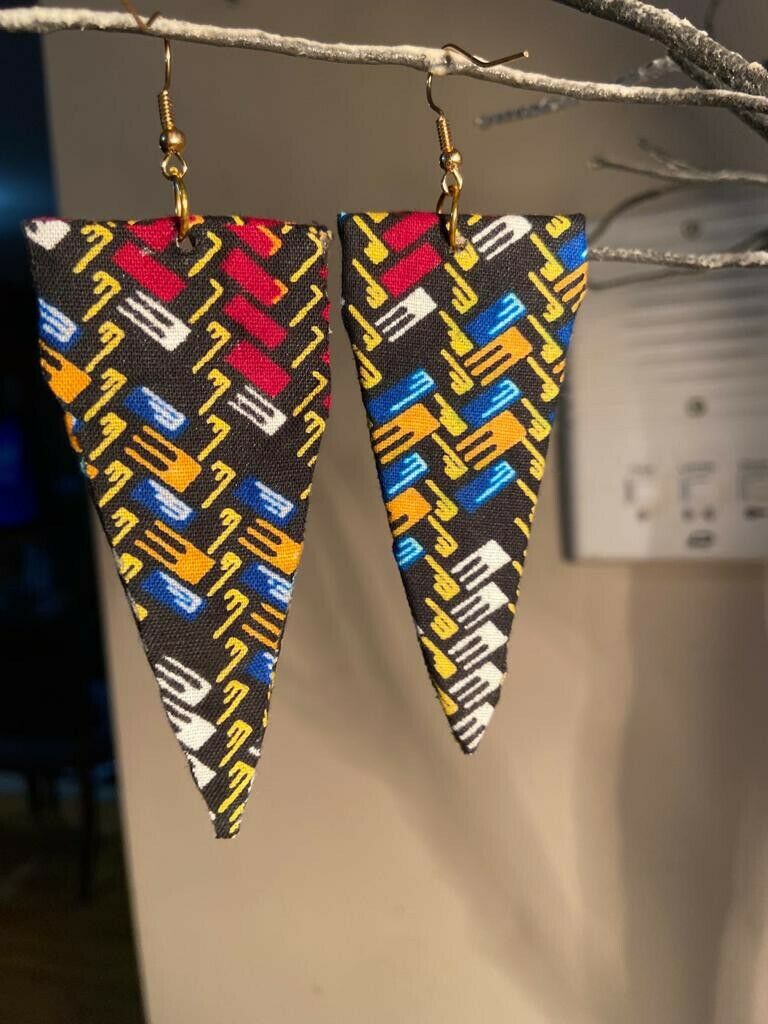 African Earrings Fabric Handmade with Tribal Ankara/waxprint 3pairs $15