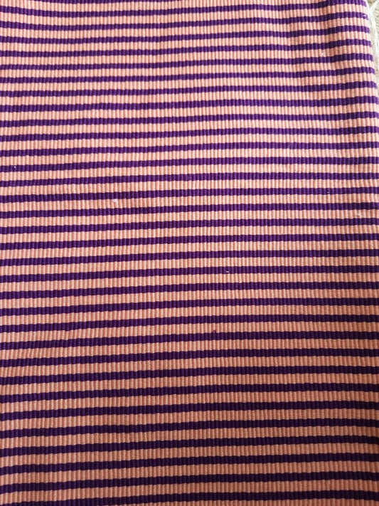 Faso Da Fani Fabric From Boukina Faso~peach with purple stripes 79"(2yds&7")×15"