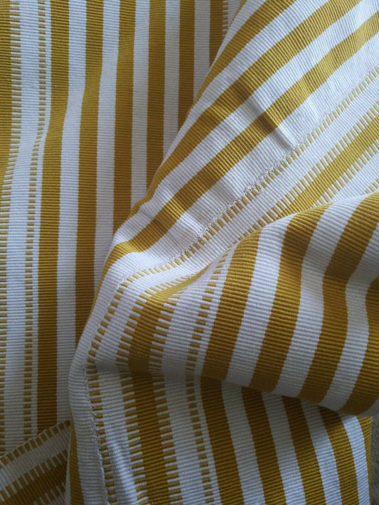 FasoDaFani Fabric From Boukina Faso white &mustard stripes47"×78"