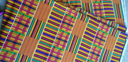 Kente Print African Wax Print 100% Cotton Fabric ~1 yd~$7.25~SALE!!!$5