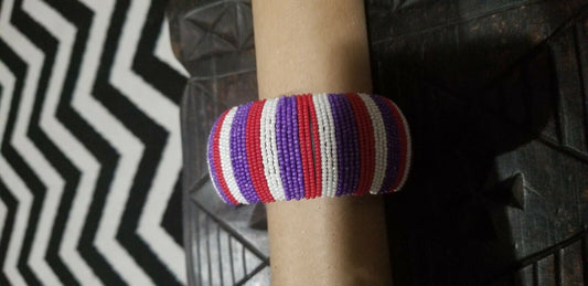 Hand Woven African Zulu  Beaded  Bangle~ multi ( $12 ea)