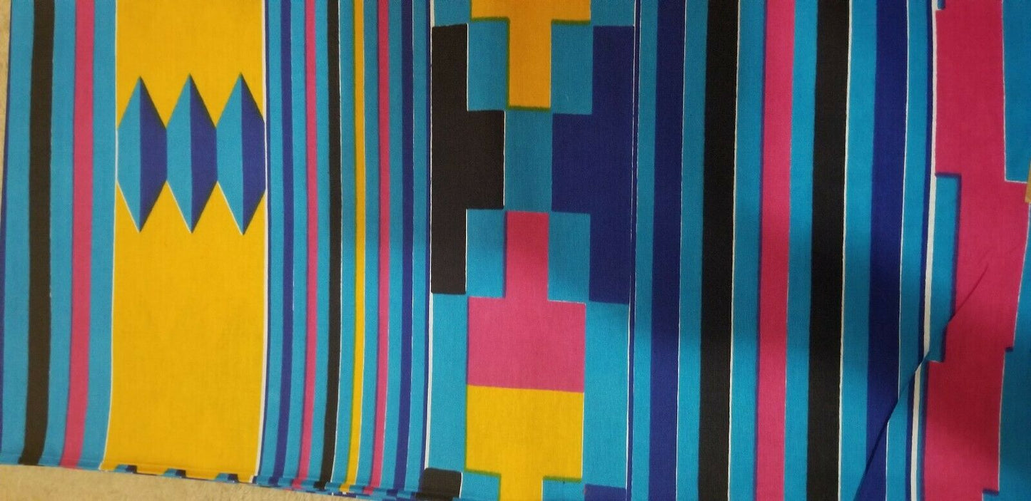 Kente Print African Wax Print 100% Cotton Fabric ~1 yd~$7.25