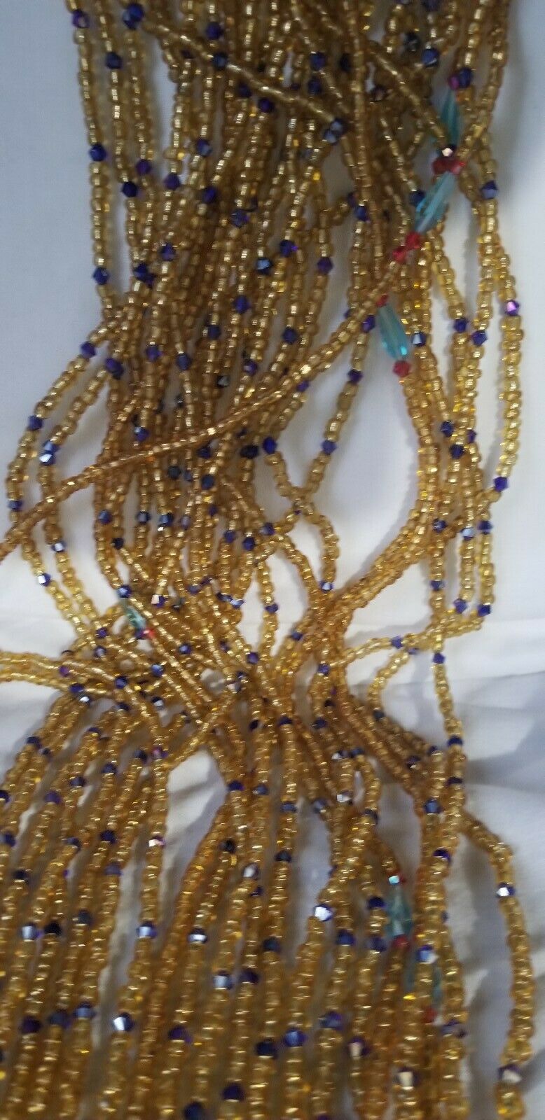 Amber Colored African waist Beads Long With Decorative Accents#2(.46"-53")