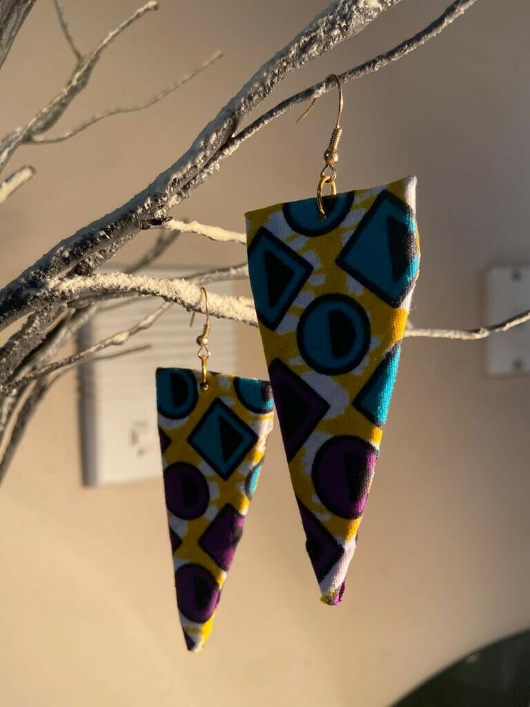 African Earrings Fabric Handmade with Tribal Ankara/waxprint 2pairs $9.50