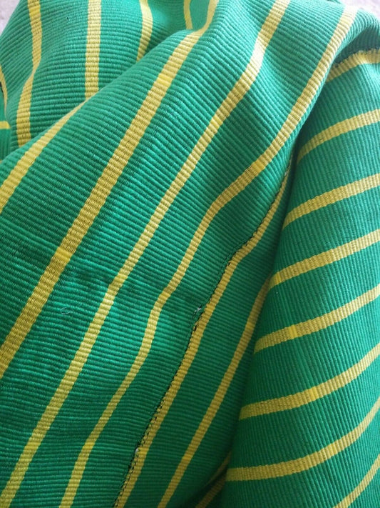 Hand woven Faso Da Fani Fabric From Boukina Faso~Green Stripes 58"×72"