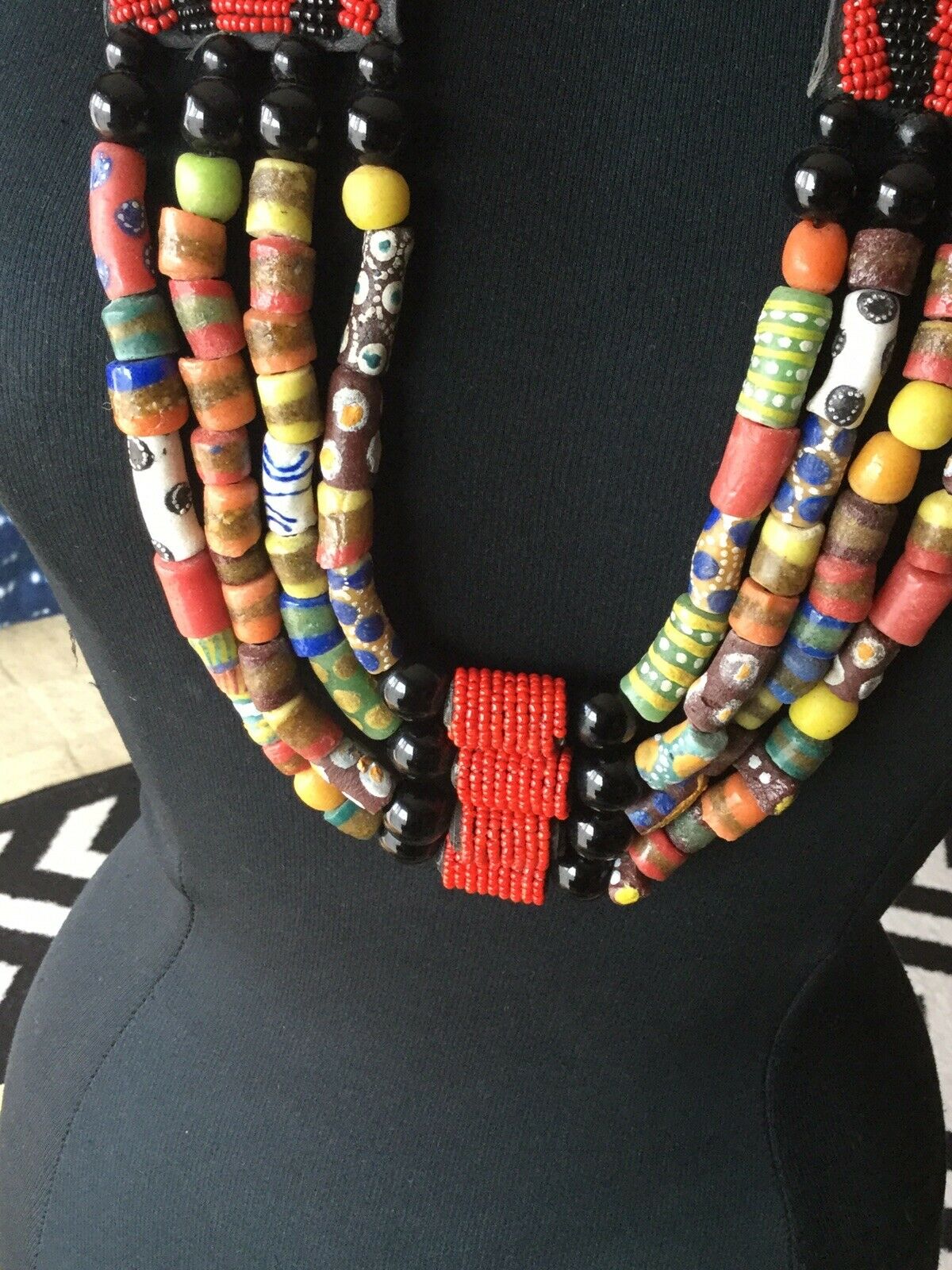 Ghana Trade Beads Multi Strand Necklace
