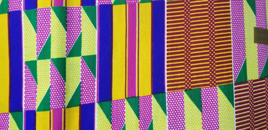 Kente Print African Wax Print 100% Cotton Fabric ~2 YARDS × 23"