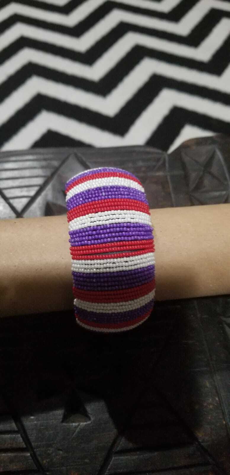 Purple/White/Red bracelet / Ethnic beaded jewelry