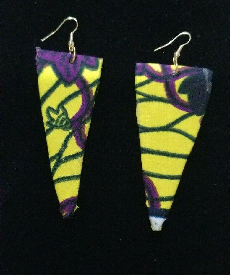 Arrow Head Design YellowAfrican Print Earrings $6