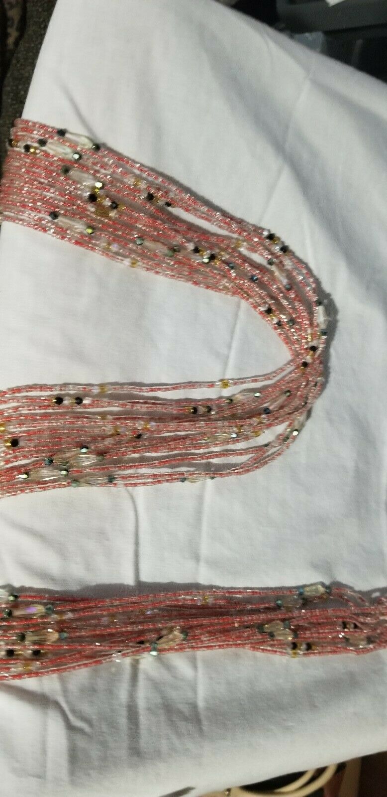 Red Colored African waist Beads Long With Decorative Accents#2(.46"-53")