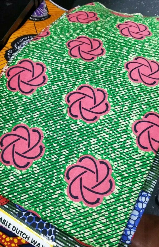 African Print Green and pink accents(obaapaa~Good Woman) 6yards