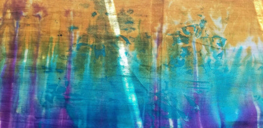 Orange MULTI TIE DYE PRINT Scarf/Headwrap ~ 100% Cotton 62"×22.5"