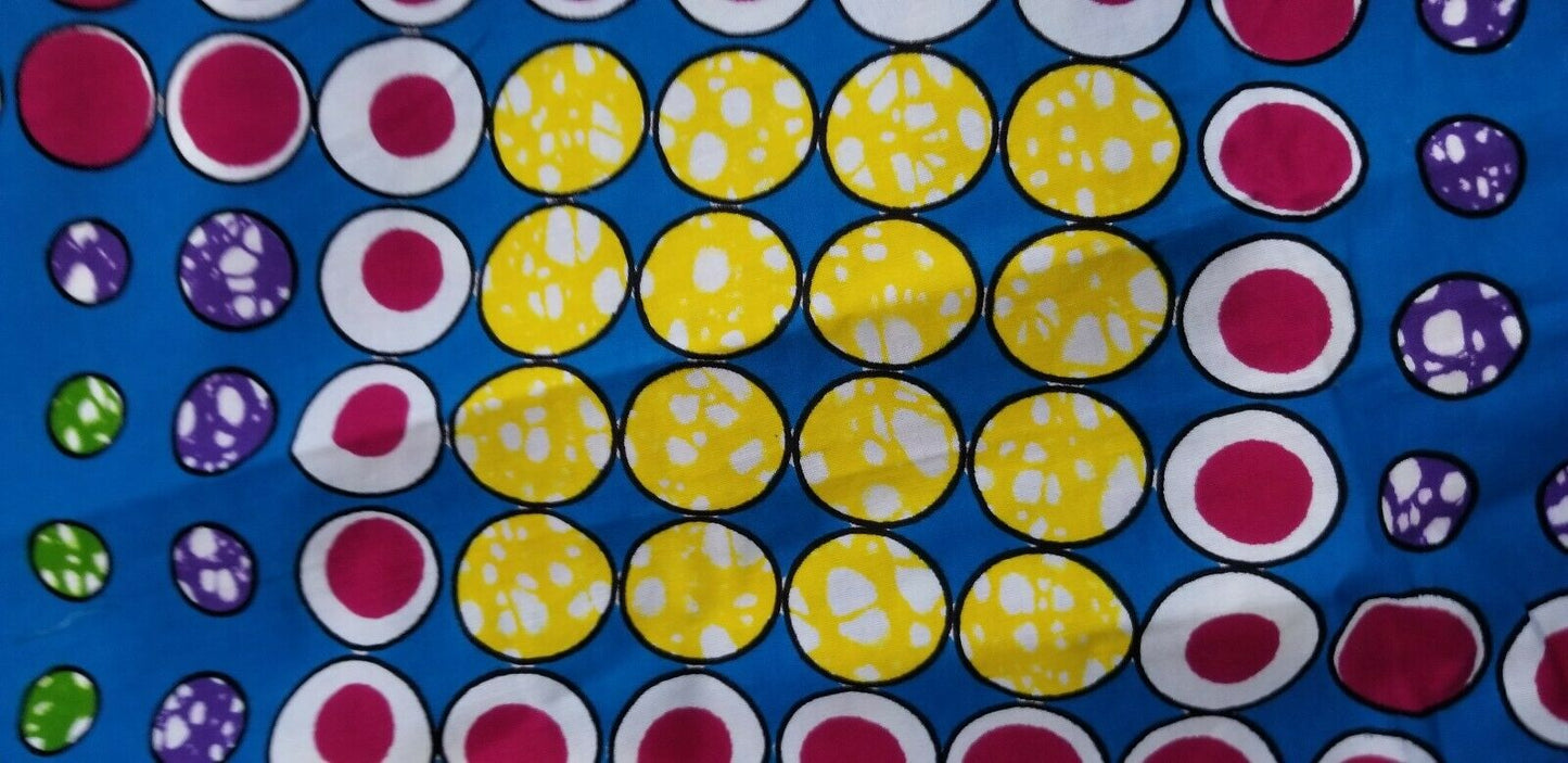 Fun Bubble Circle African Print Fabric 64"×46"~$12