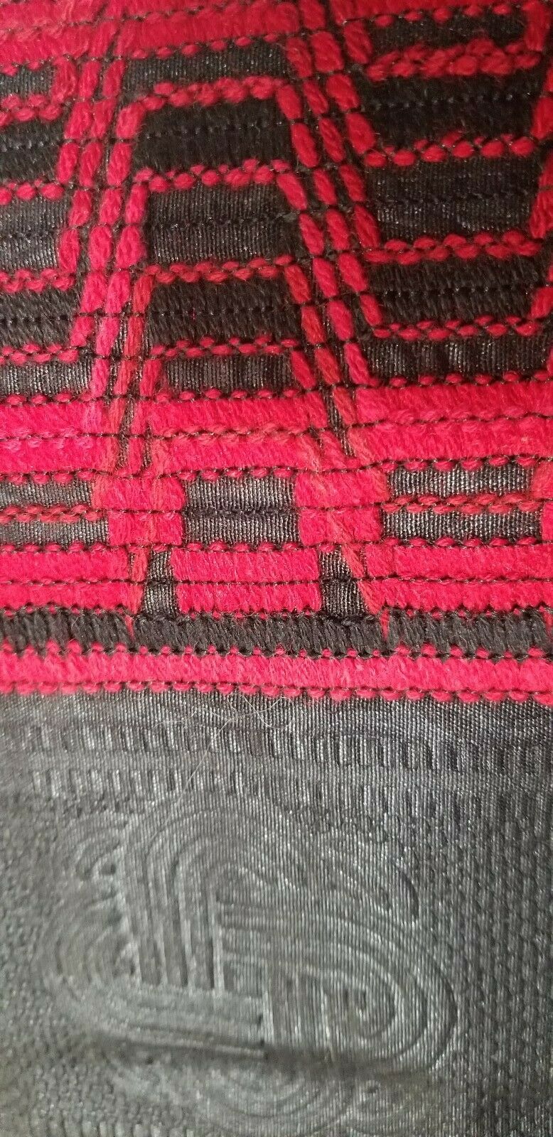 DESIGNER AFRICAN PRINT IN BLACK & RED with ADINKRA CLOTH 2yds