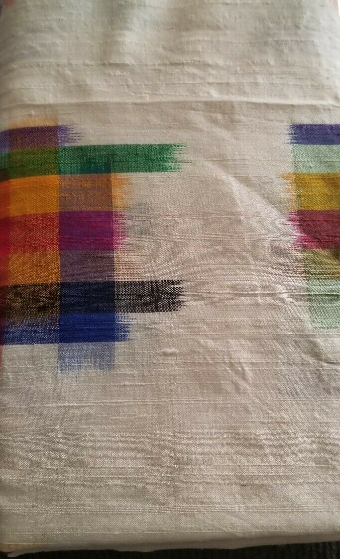 Kente Colors in Silk Lux Scarf/Head Wrap(white multi) 72"×21.5"