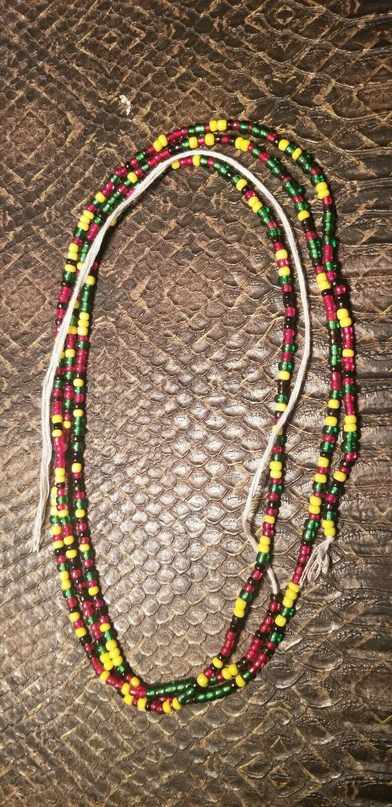 Rasta Colored African Waist Beads..very long 45-53 inches long