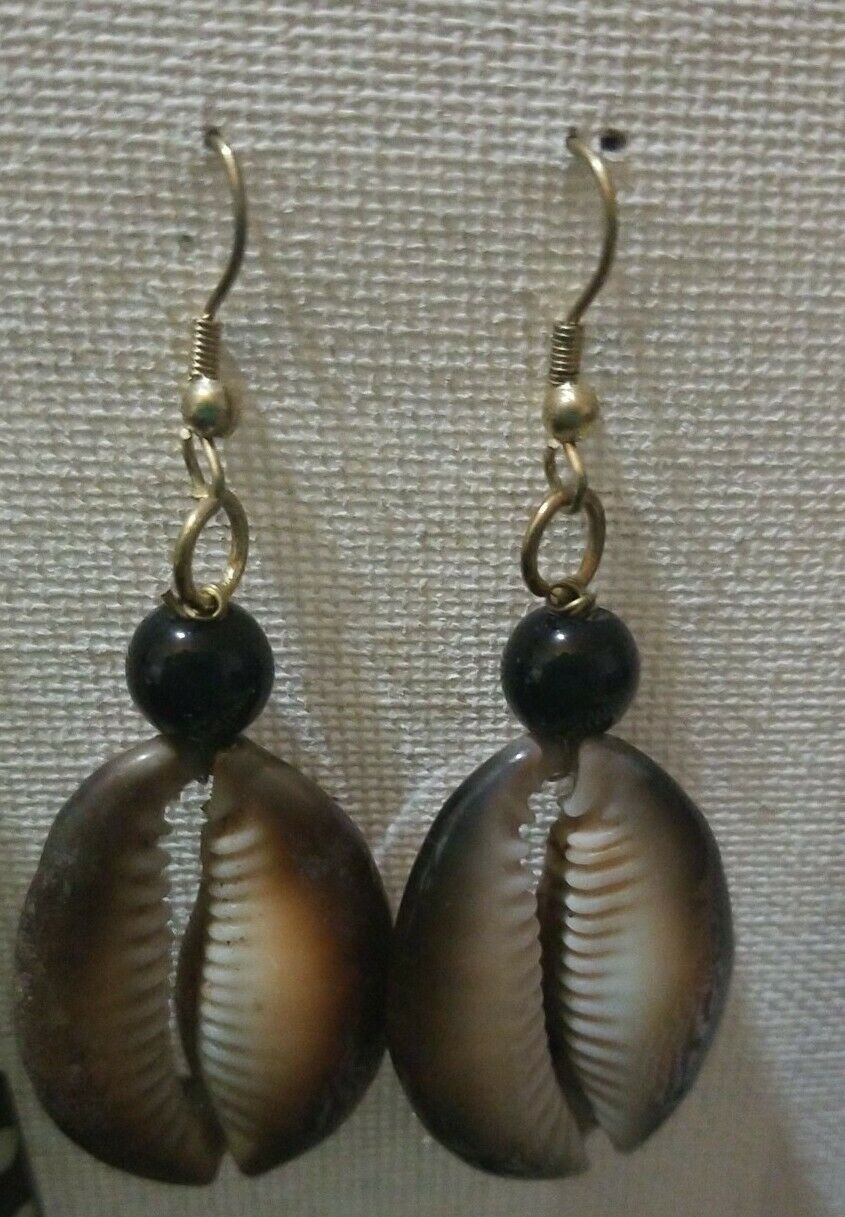 African Honey Cowrie Shell Earrings