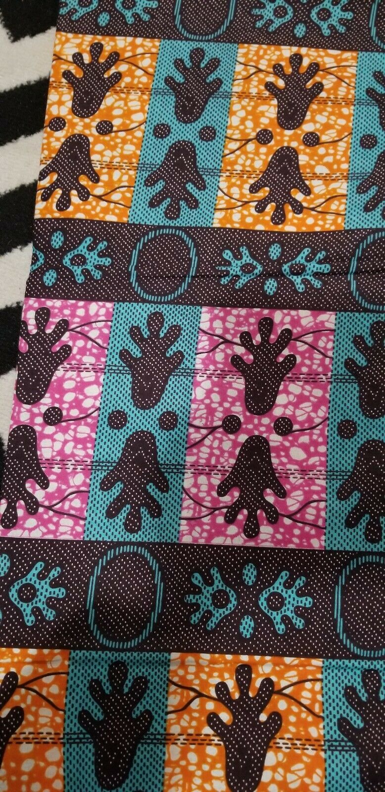 Multi Color African Print(hand motif)~6yards$35