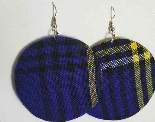 Traditional maasai shuka cloth  Blue maasai shuka earrings