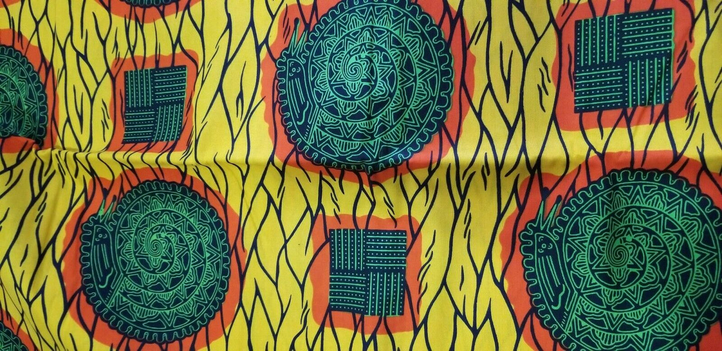 Yellow and Green Multi African Print~6yards$35