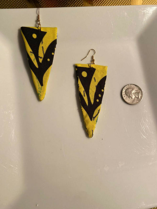 African Print Arrow head Earrings Yellow  ~ $6