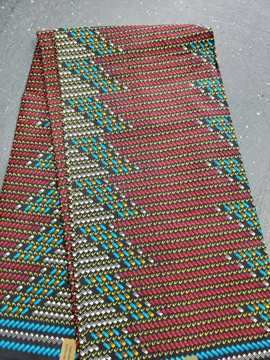 African Print With Black Background And Bold Floral Details 6yards