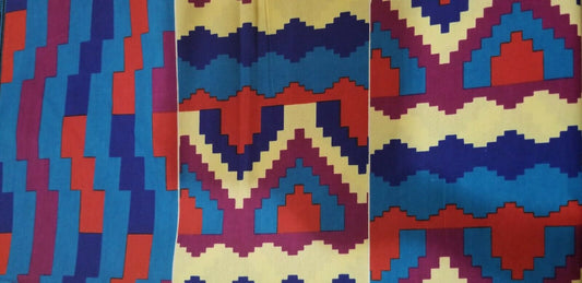 Kente Print African Wax Print 100% Cotton Fabric ~1 yd~$7.25