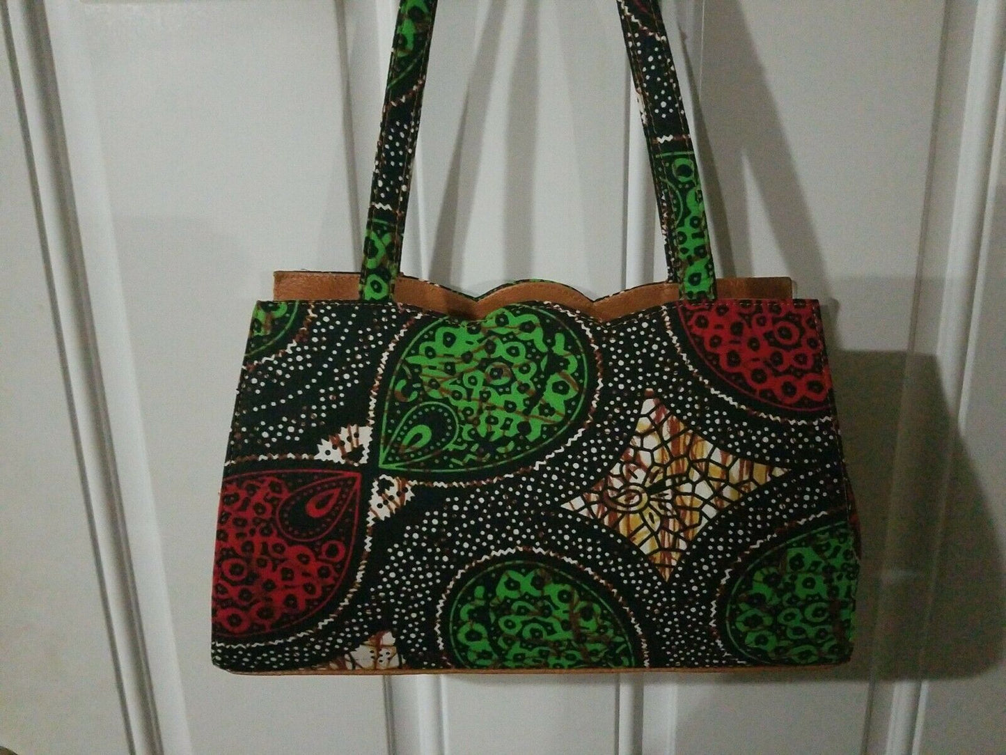 African print Wax Hand Bag, Handbag multicolor Green Multi