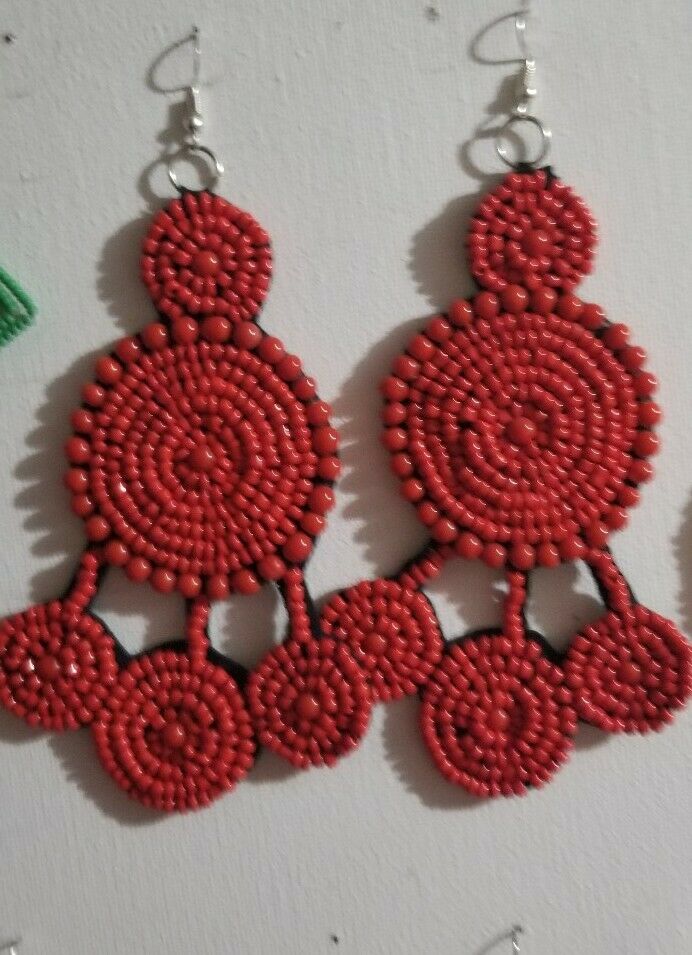 RED BEADED frican Earring $12....Free shipping
