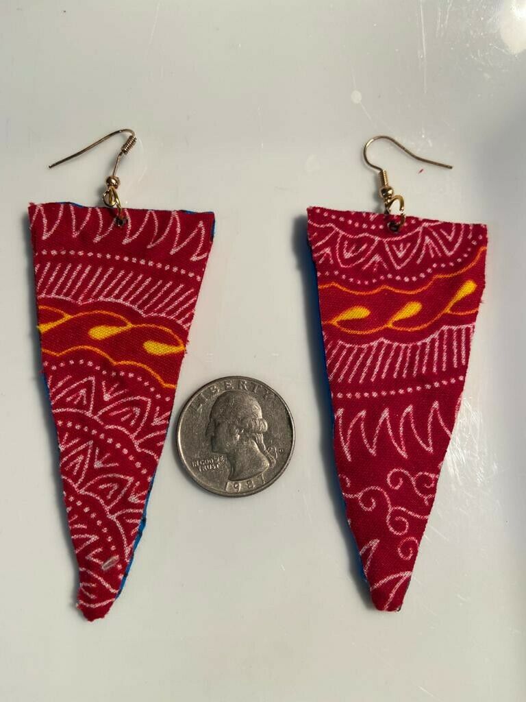 African Earrings Fabric Handmade with Tribal Ankara/waxprint 2pairs $9.50