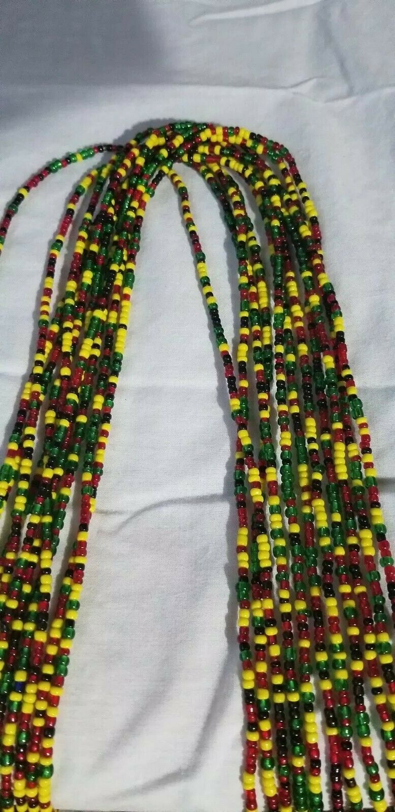 Rasta Colored African Waist Beads..very long 45-53 inches long