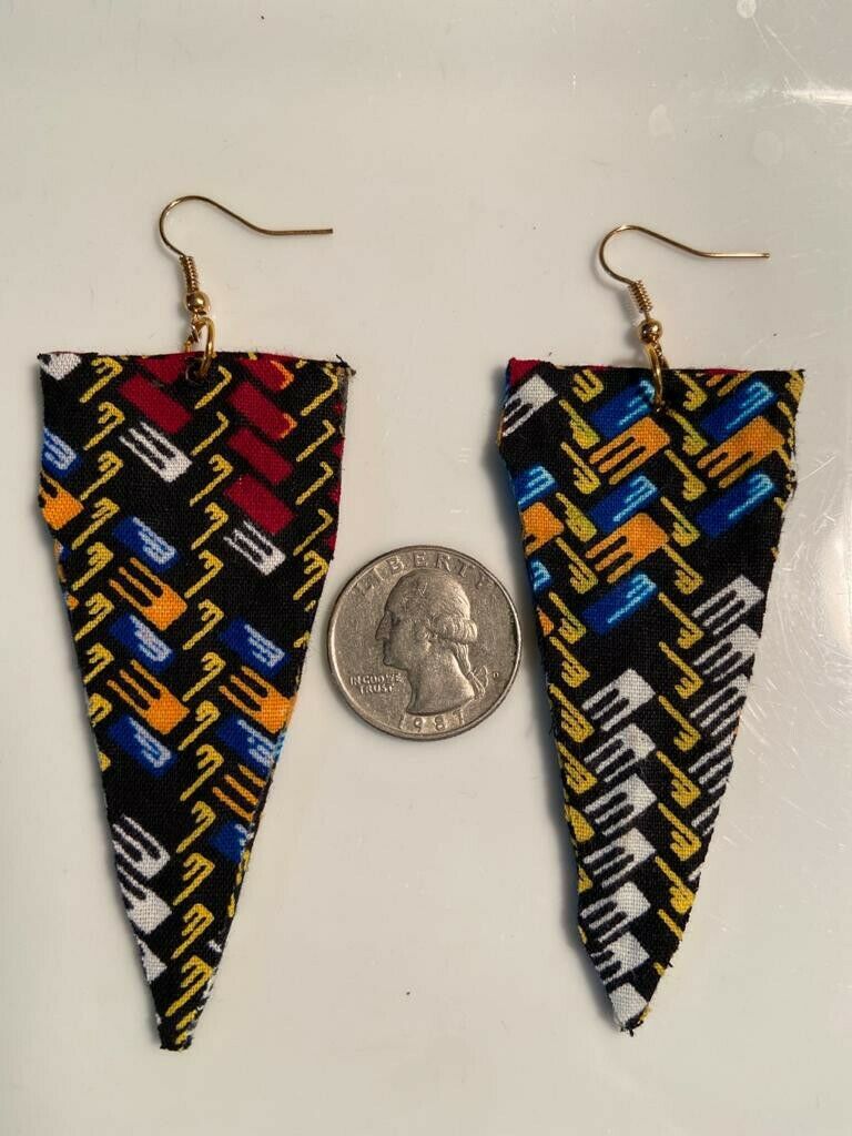 African Earrings Fabric Handmade with Tribal Ankara/waxprint 3pairs $15