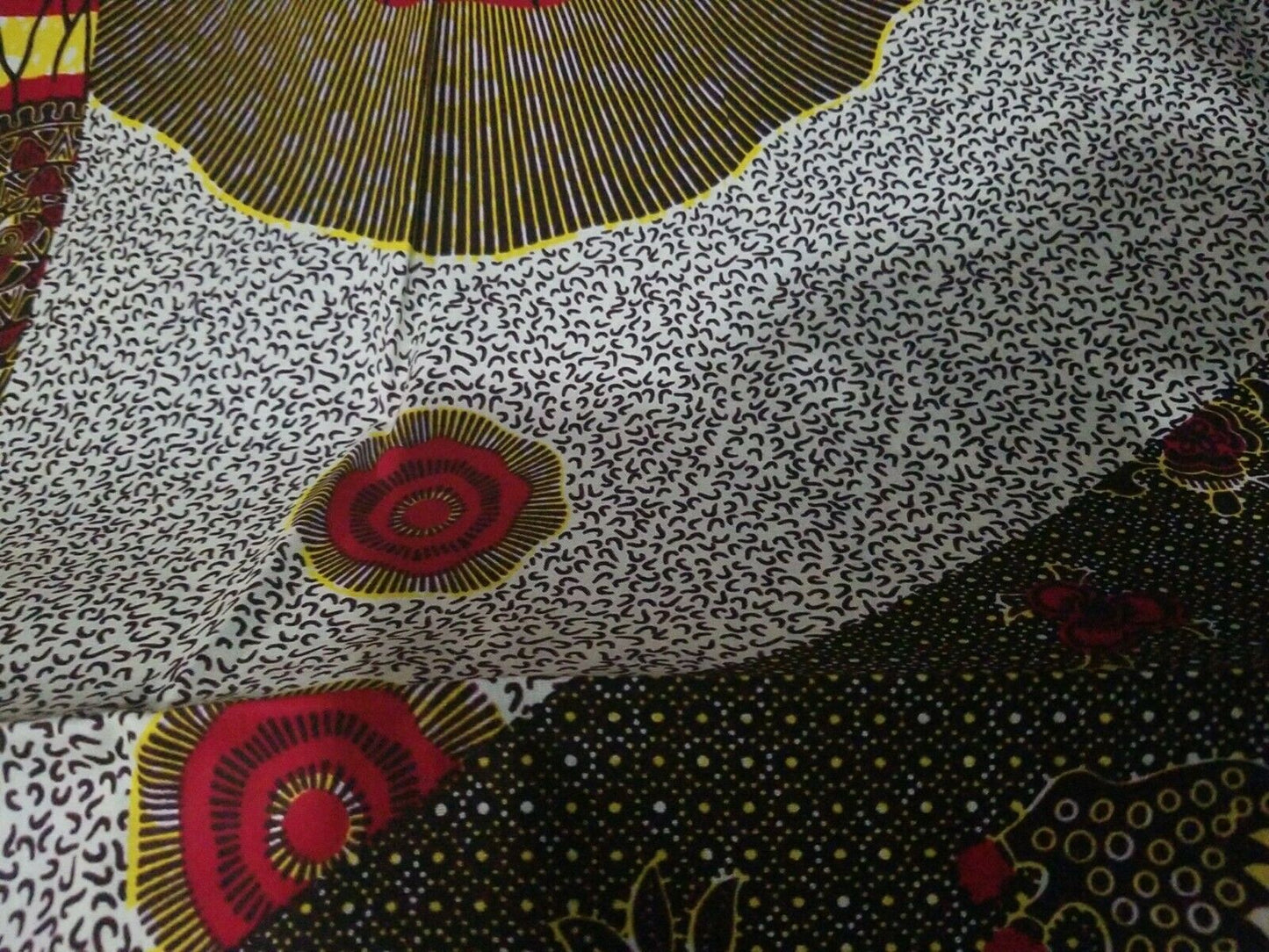 Assorted motif vibrant Yellow African Print fabric ~1yard $7