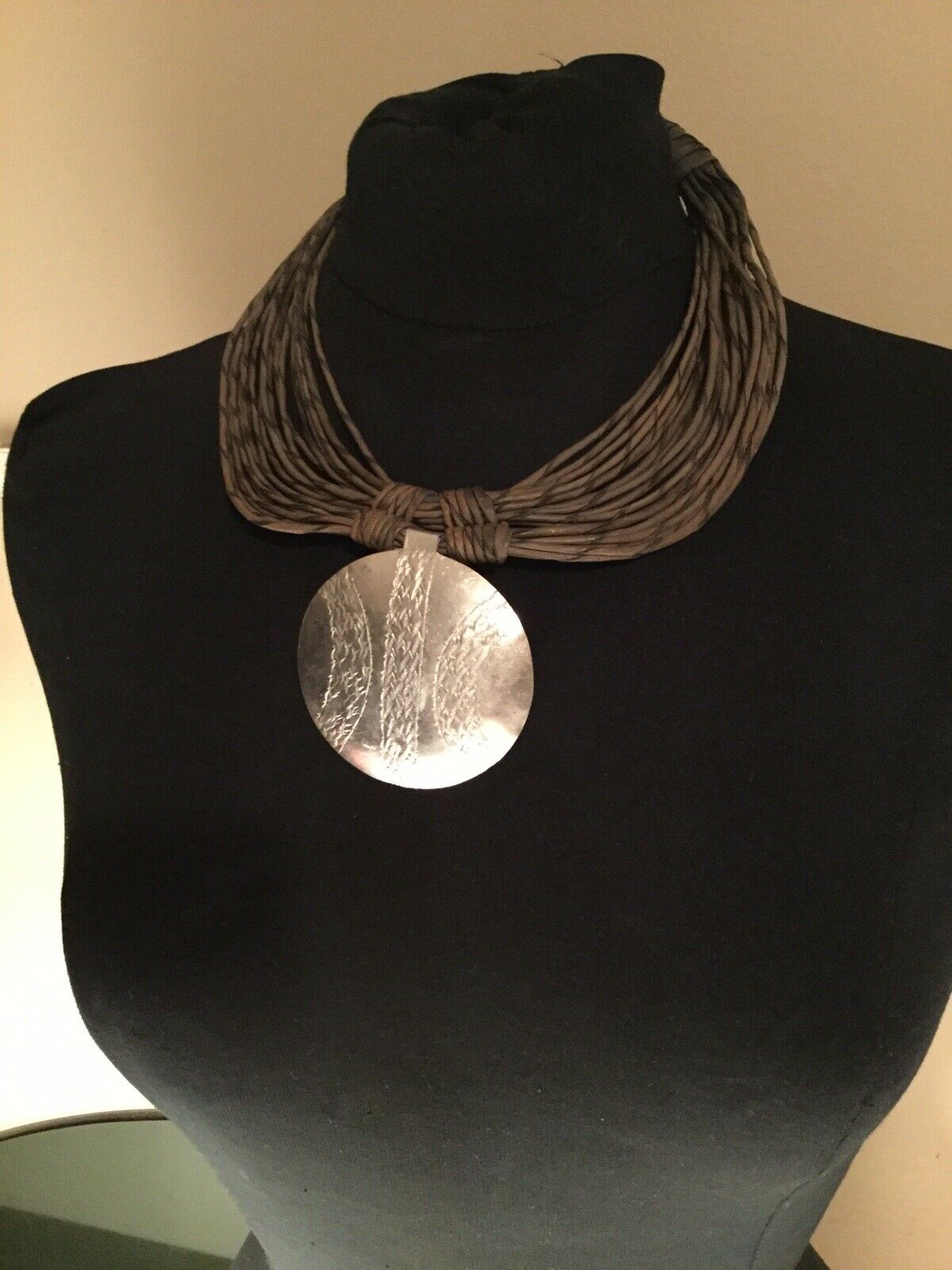 African Leather Necklace with Pendant