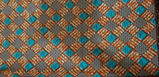 African Print Green And Orange Multi 3yds