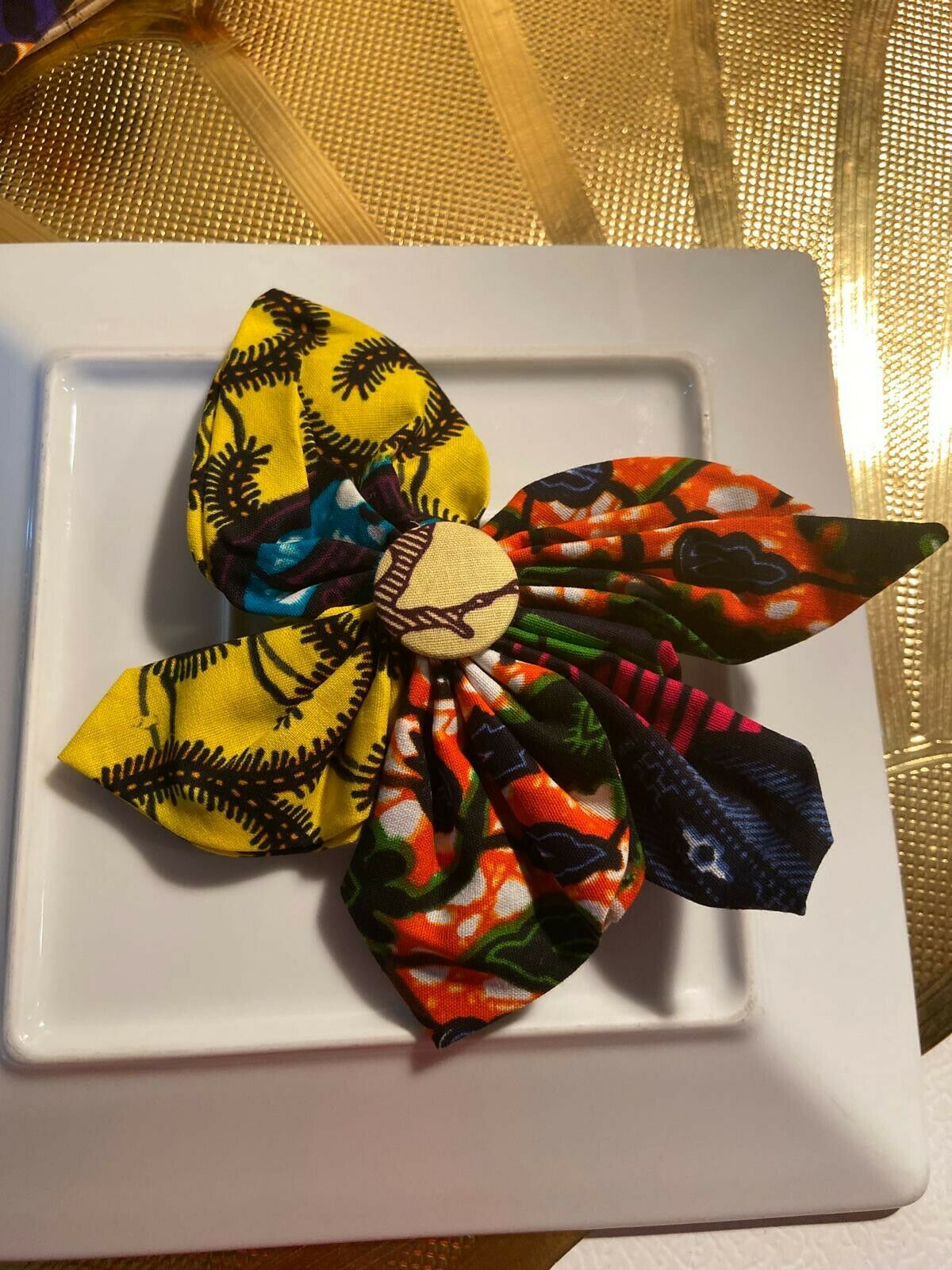 African print hair accessory/brooch pin 