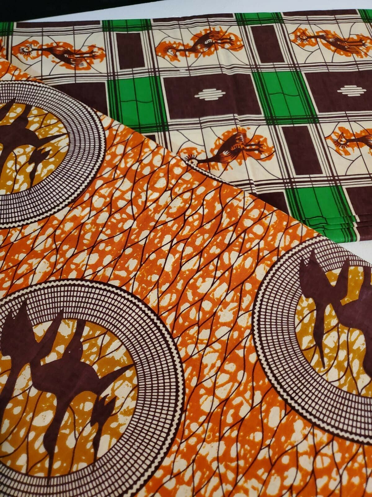 Green MultiAfrican Print(birds) 100% Cotton Fabric ~6yards×46"~$32 SALE $25!!!!