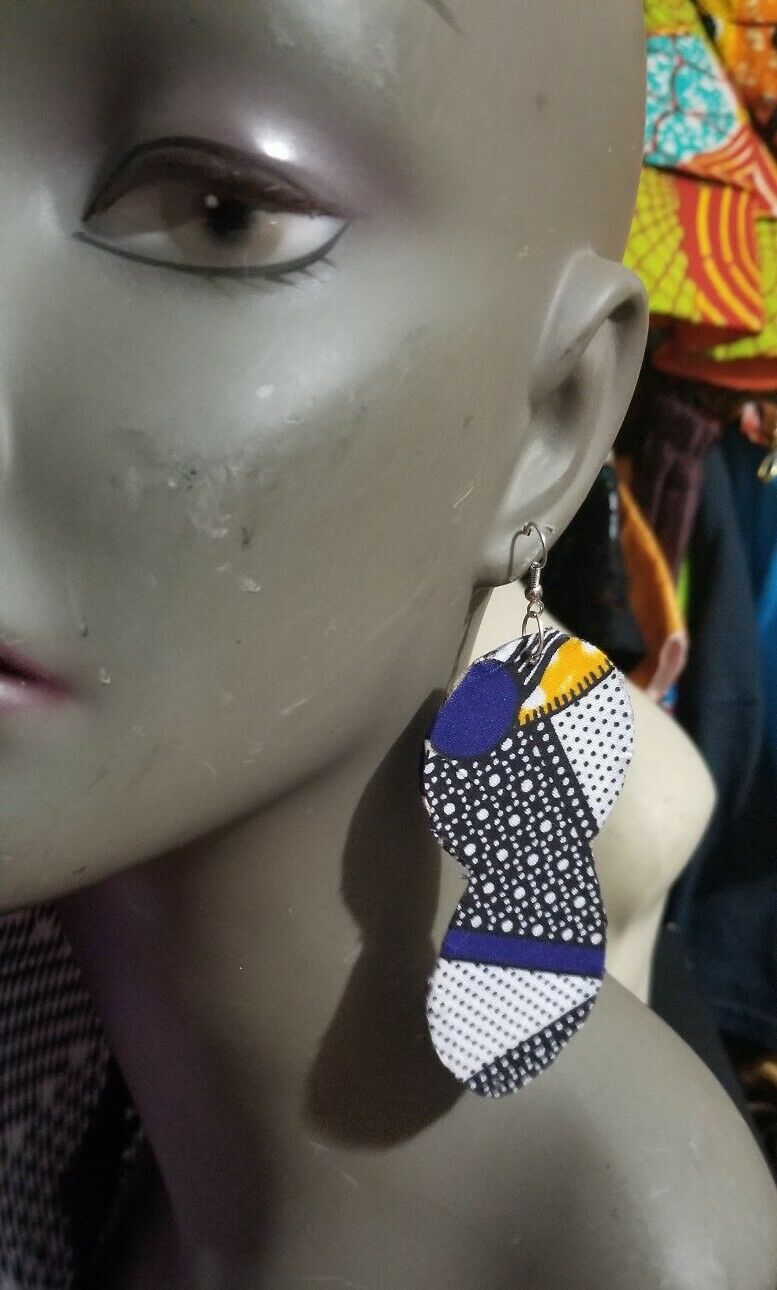 African Earrings  Handmade with Tribal Ankara/waxprint 4pairs $12...FREE SHIPING