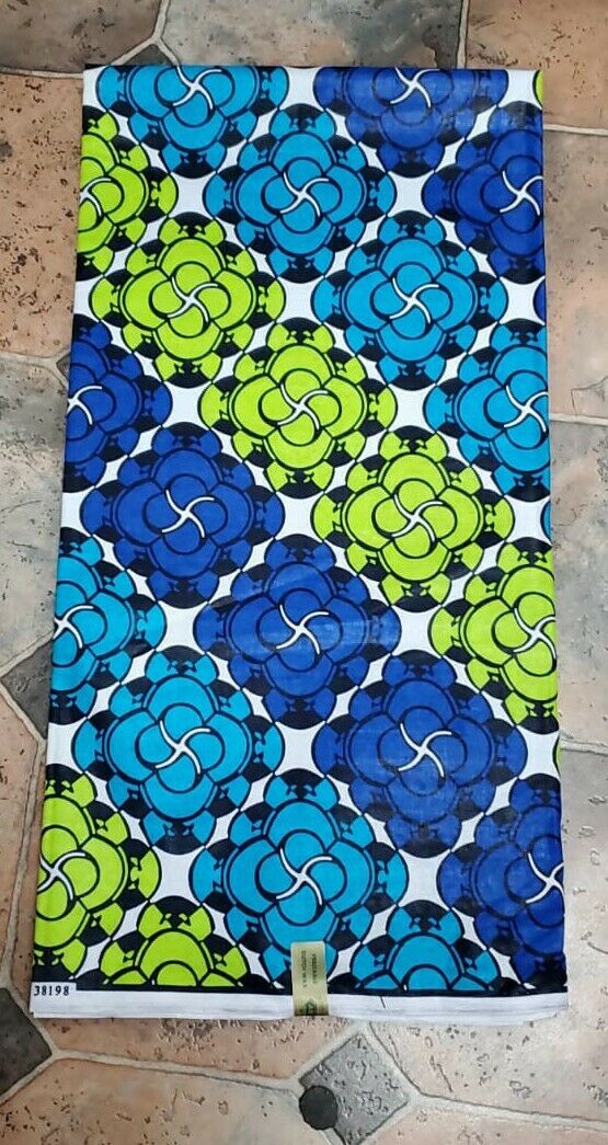 Multi Blue Green African Print~6yards$35