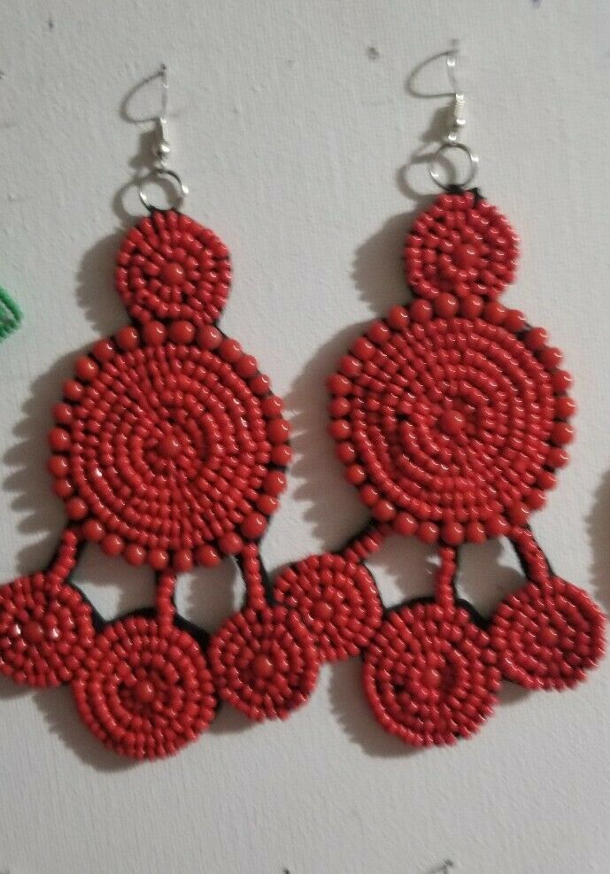 RED BEADED frican Earring $12....Free shipping