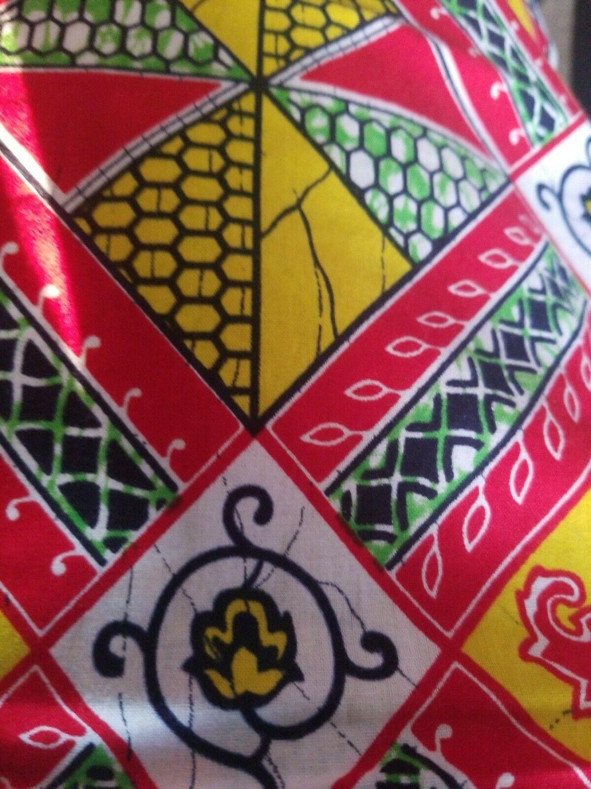 Yellow and Red multi African Print   ~Headwrap/fabric/scarf/~70"×22"~$10