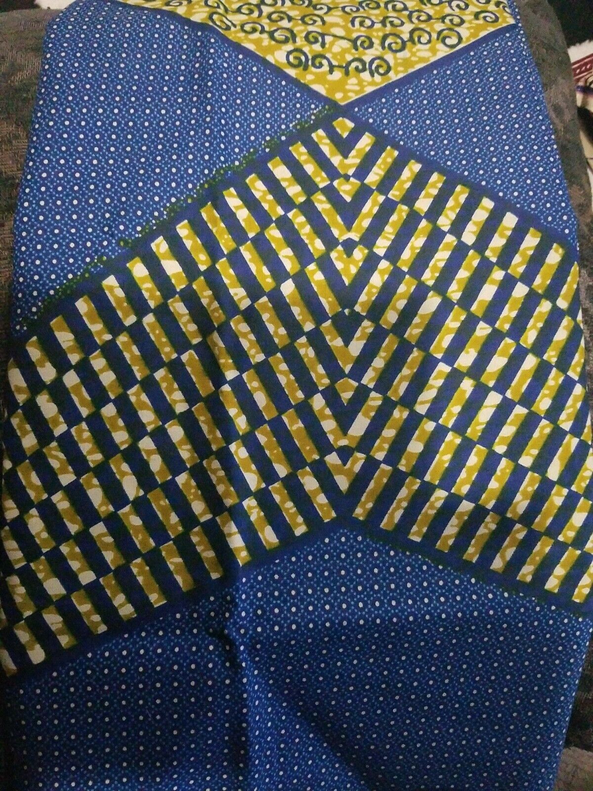 Blue MULTICOLOR African Wax Print 100% Cotton Fabric ~$6.50 per yard/